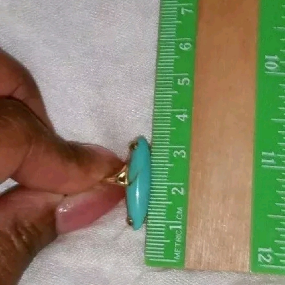 14k blue turquoise yellow gold ring, sz6